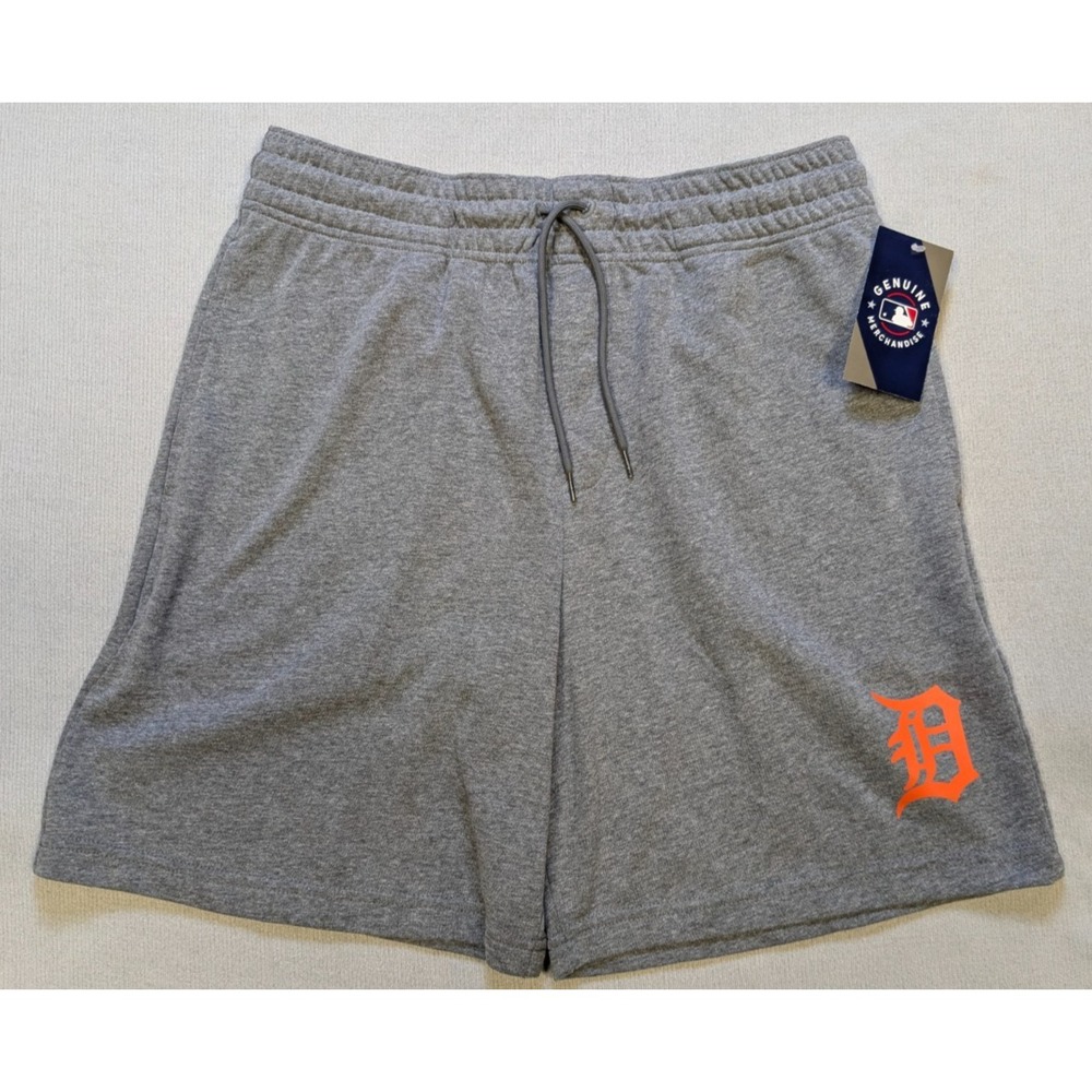 Detroit Tigers Shorts Mens Medium Gray Majestic Athletic Training Pockets MLB
